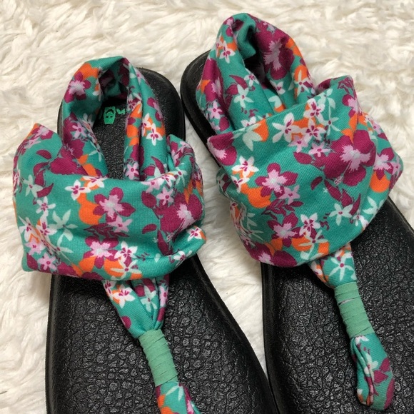 Sanuk Floral Print Sling Yoga Sandal Sz 6 - Picture 6 of 10